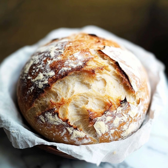A loaf of bread with a white paper underneath.