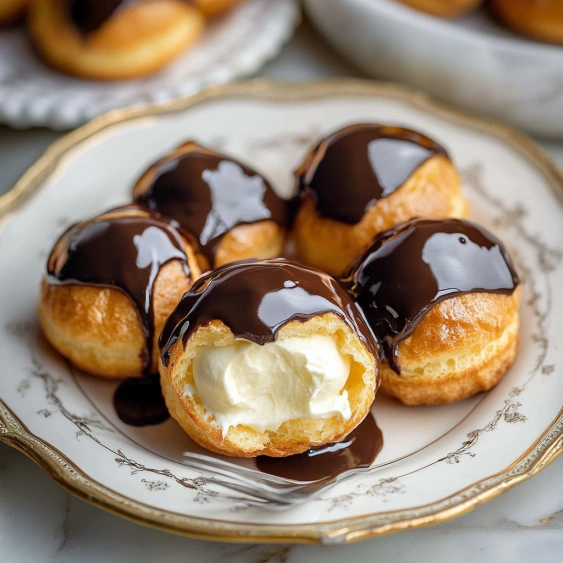 Chocolate sauce drizzled over a pastry.