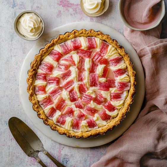 A slice of pie with a fork and a bowl of whipped cream.