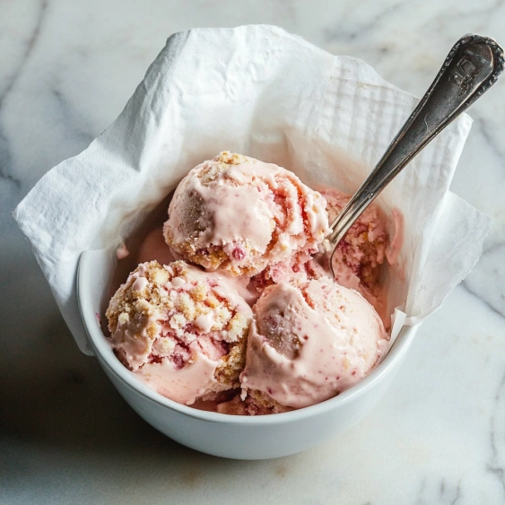 A bowl of ice cream with a spoon in it.