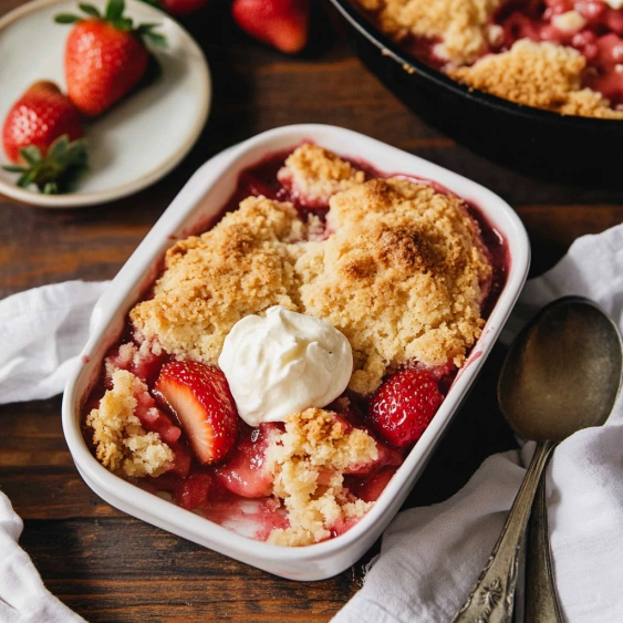 A bowl of strawberry shortcake with whipped cream.