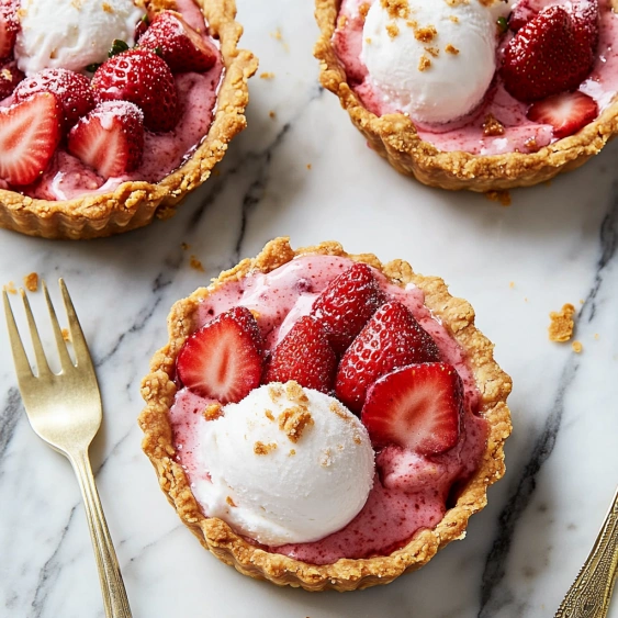 A dessert with strawberries and whipped cream.