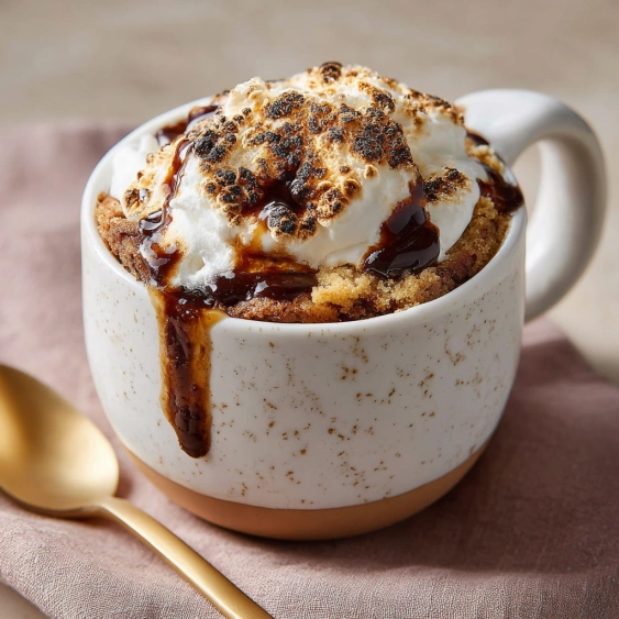 A cup of ice cream with chocolate and marshmallows.