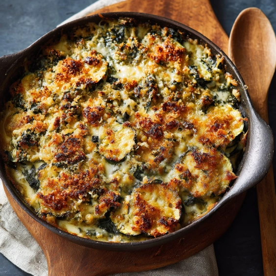 A pan of food with a wooden spoon in it.