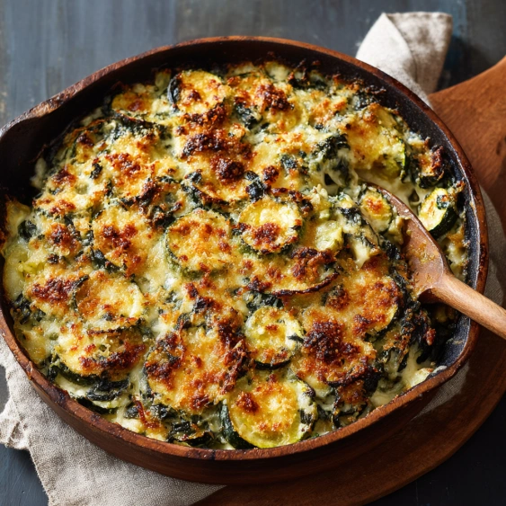 A pan of food with a wooden spoon in it.