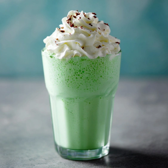 A glass of green milk.
