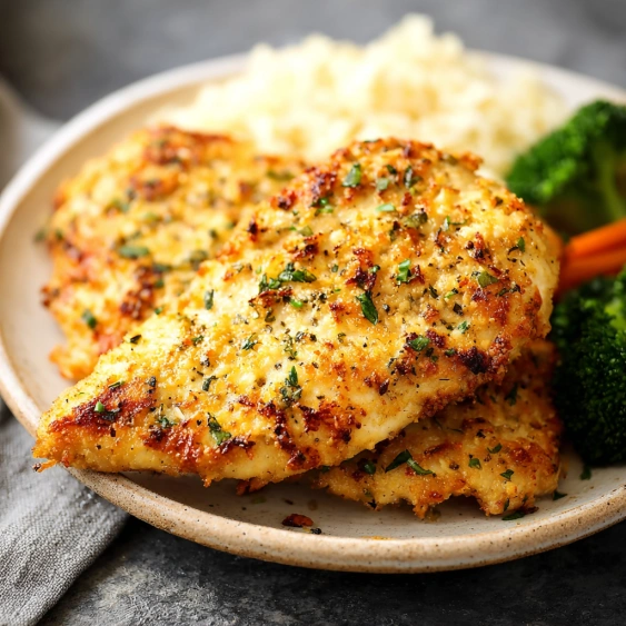 A plate of food with chicken, rice, and broccoli.