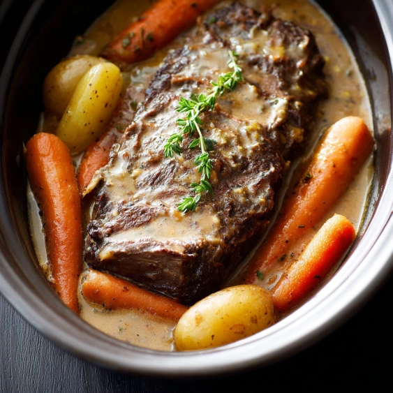 A bowl of food with meat and vegetables.