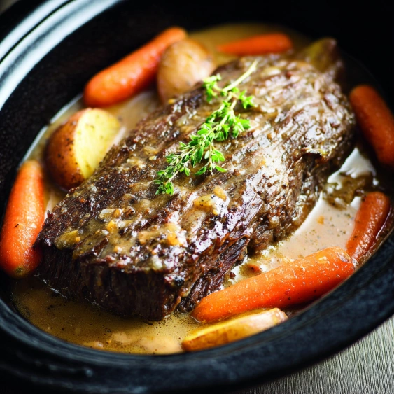 A bowl of meat and vegetables.