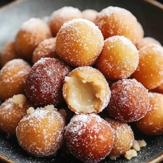 A bowl of food with a nut in the middle.
