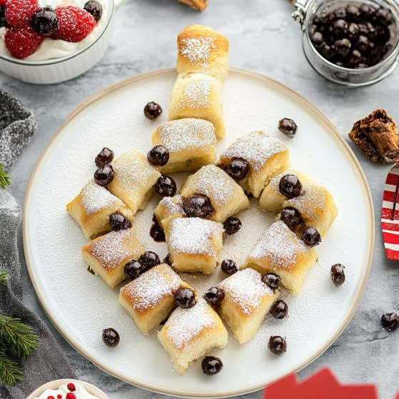 A plate of food with powdered sugar on top.