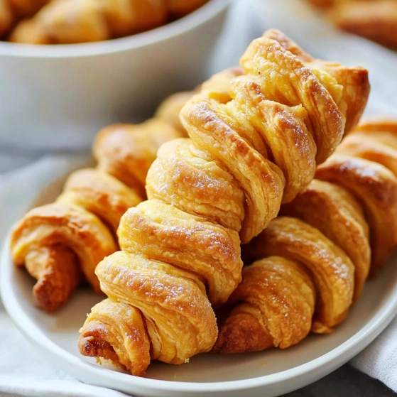 A plate of croissants.