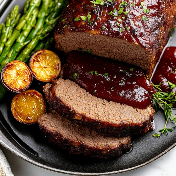 A plate of food with meat and vegetables.