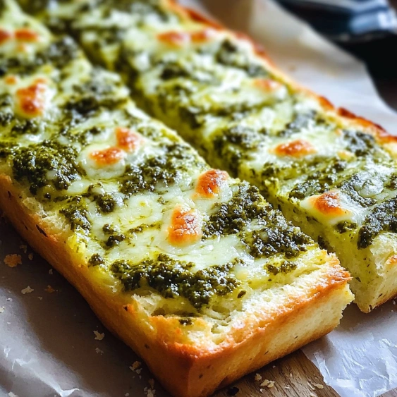 A slice of pizza with green toppings.
