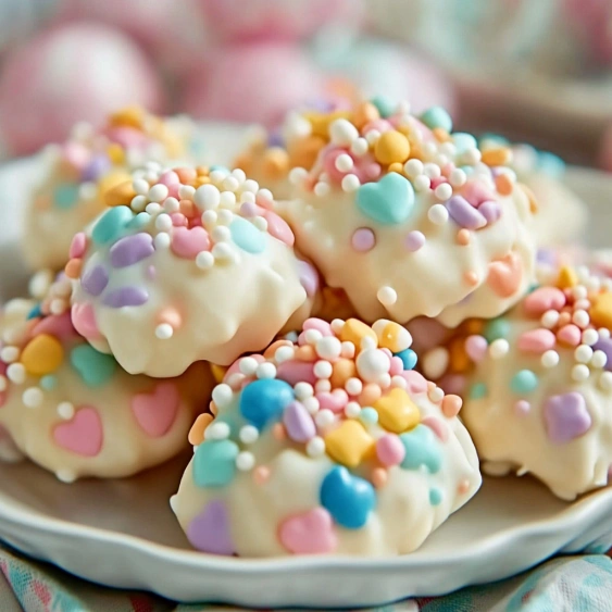 A plate of colorful candy.