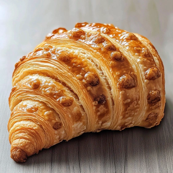 A croissant with a bite taken out of it.