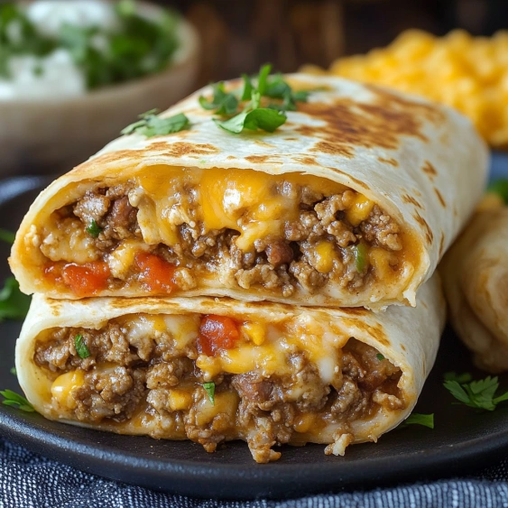 A plate of food with a burrito and a bowl of salsa.