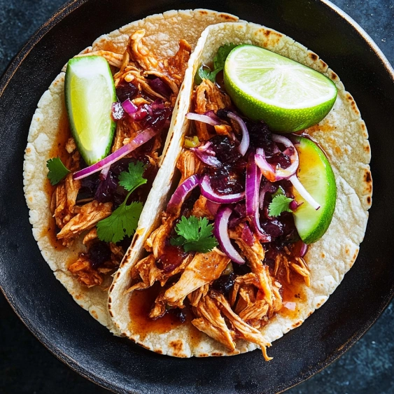 A plate of food with a slice of lime on top.