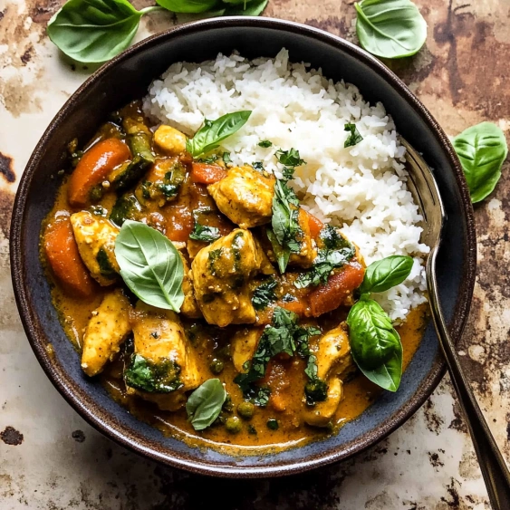 A bowl of rice and chicken.