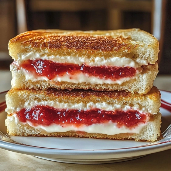 A stack of three grilled cheese sandwiches.