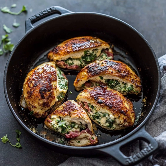 A pan of food with a green topping.