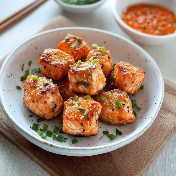 A plate of food with a bowl of sauce.