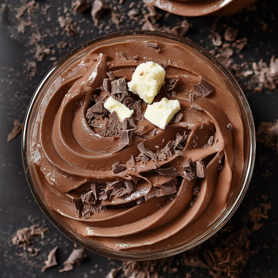 A bowl of chocolate ice cream with chocolate chips.