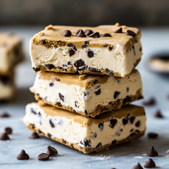 A stack of chocolate chip cookies.