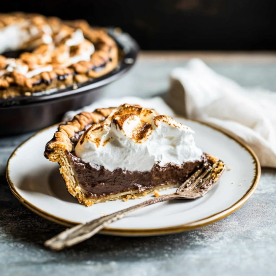 A pie with a fork on a plate.