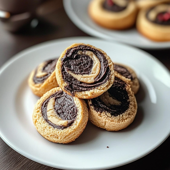 A plate of cookies with chocolate and cream filling.