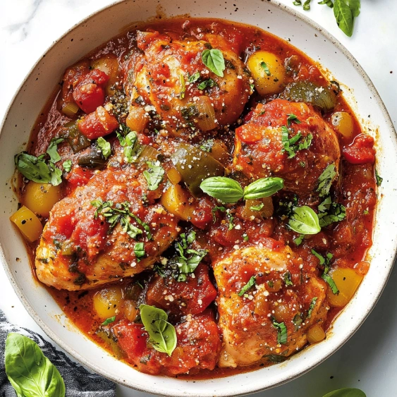 A bowl of chicken with sauce.
