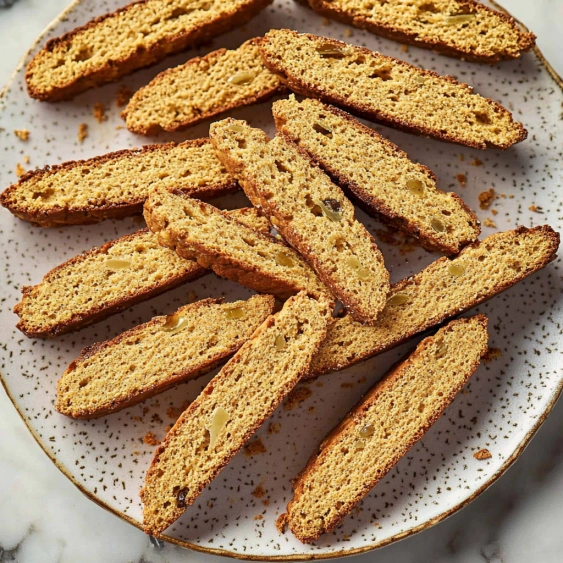 A plate of bread slices.