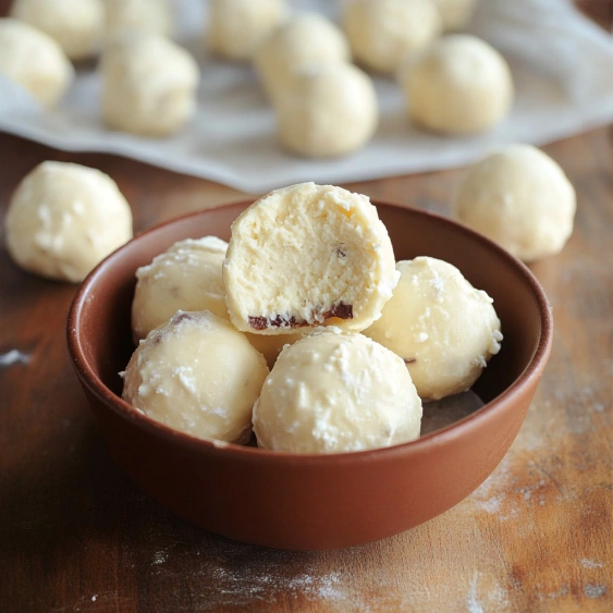 A bowl of white balls.