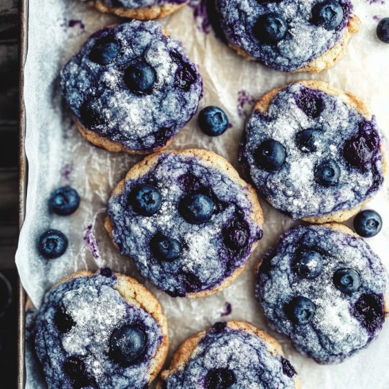 Blueberry cookies on a tray.