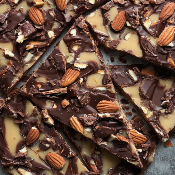 A slice of chocolate cake with nuts.