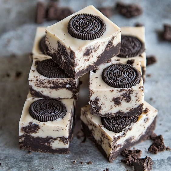 A square of chocolate and cookie ice cream.