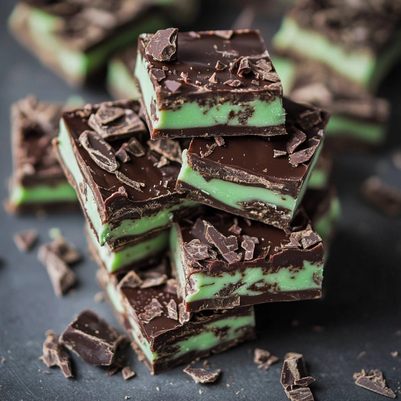 Chocolate squares with chocolate chips on top.