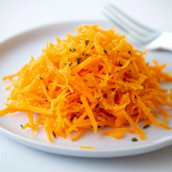 A plate of shredded carrots.