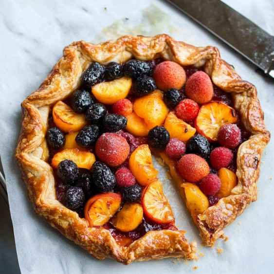 A pie with a slice missing.