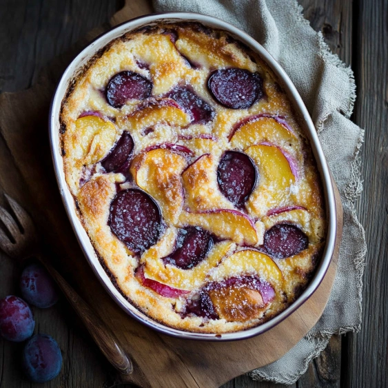 A bowl of food with peaches and plums.