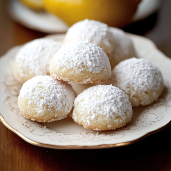 A plate of powdered sugar cookies.