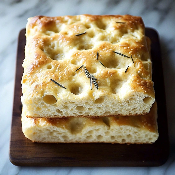 A loaf of bread with herbs on top.