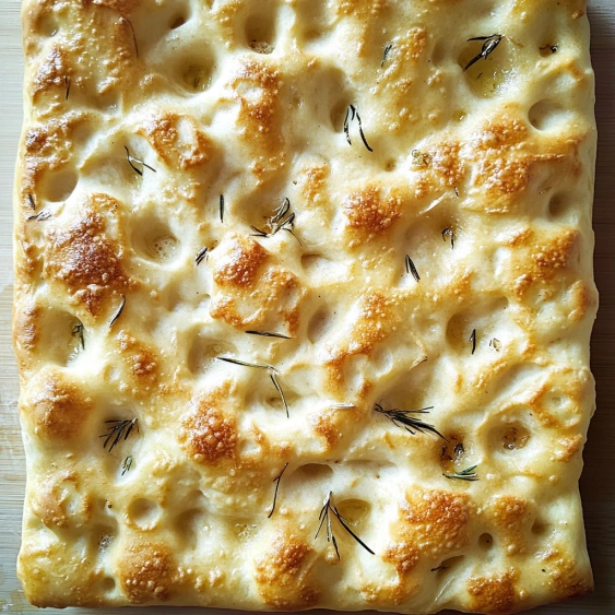 A white and brown bread with herbs on top.