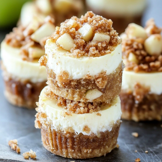 A stack of desserts with a crumbly topping.