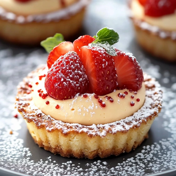 A pastry with strawberries on top.