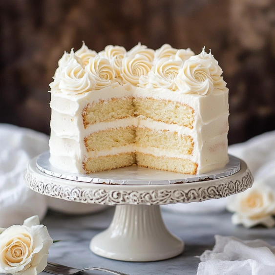A slice of cake on a plate.