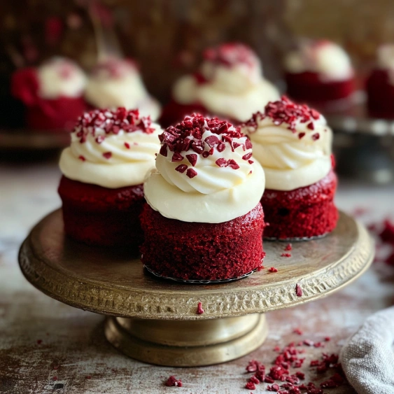 A plate of red velvet cupcakes.