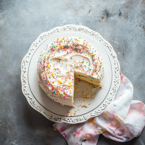A slice of cake on a plate.