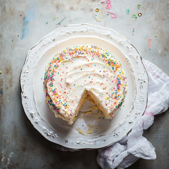 A slice of cake on a plate.