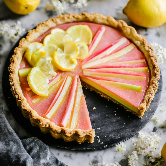 A slice of lemon and apple pie.